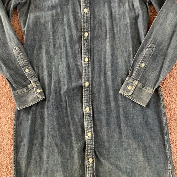 Ralph Lauren Denim Dress Long Sleeve Button Down Size L Dark Wash Blue - Picture 5 of 14